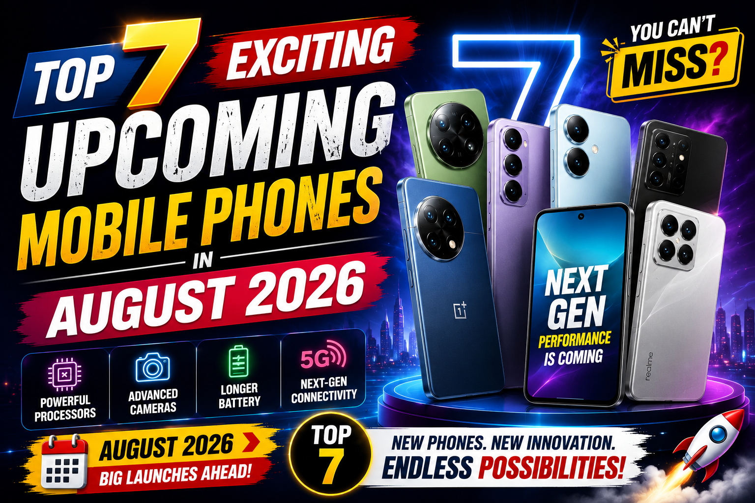 Top 7 Exciting Upcoming Mobile Phones in August 2026 You Can't Miss
