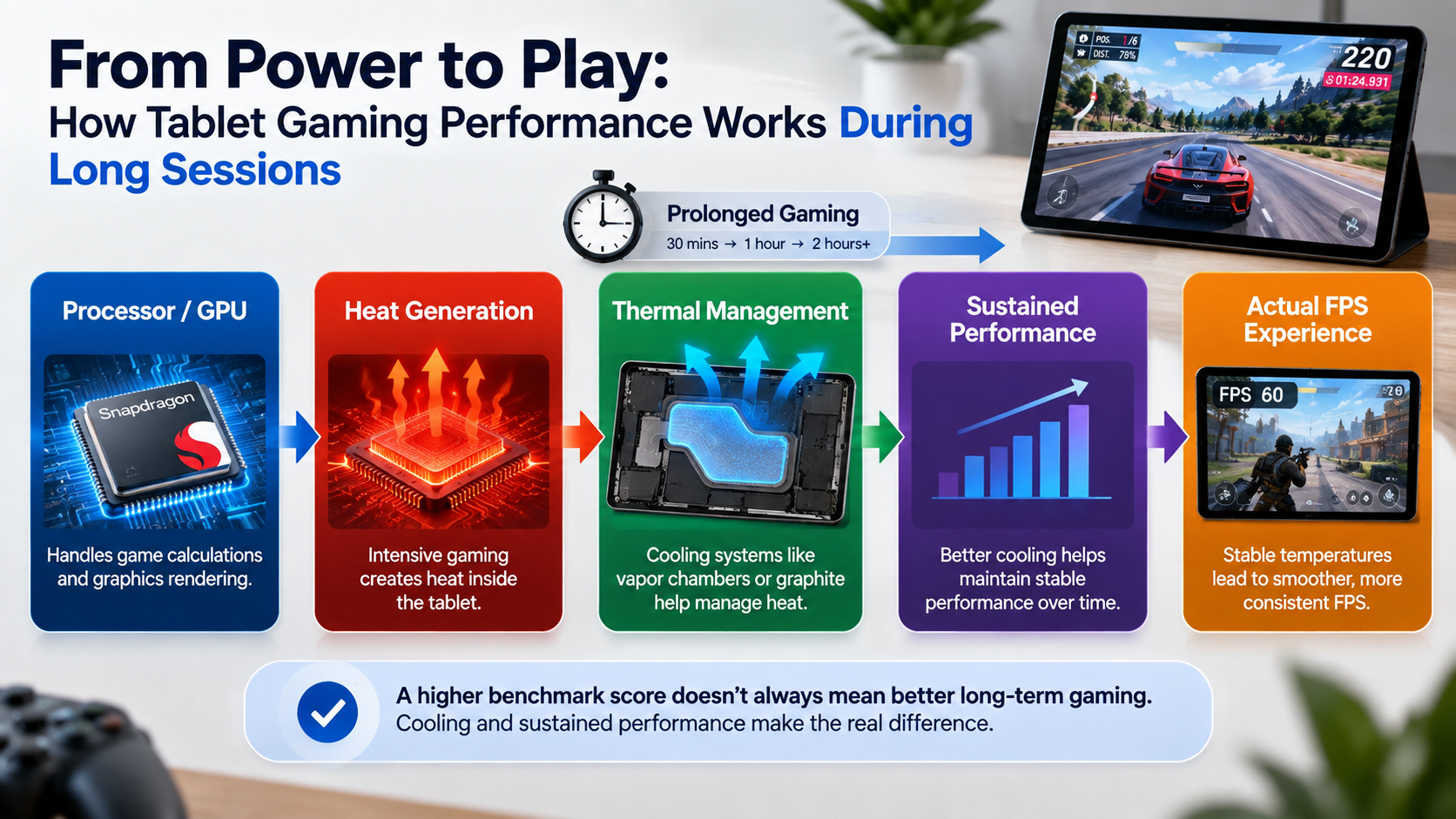 How cooling affects sustained gaming performance on a tablet